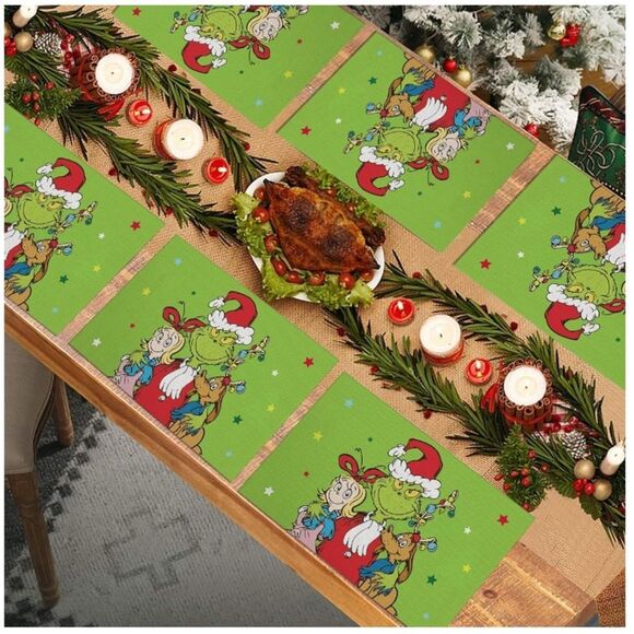 Set of 6 Grinch Cindy Lou and Max Christmas Table Placemats - Picture 5 of 5